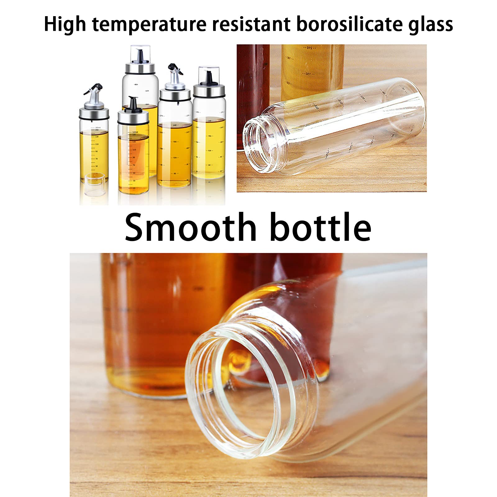 Dispenser Olio In Vetro Da 180 Ml - Bottiglia Con Beccuccio Antigoccia In Acciaio Inox, Per Olio E Aceto