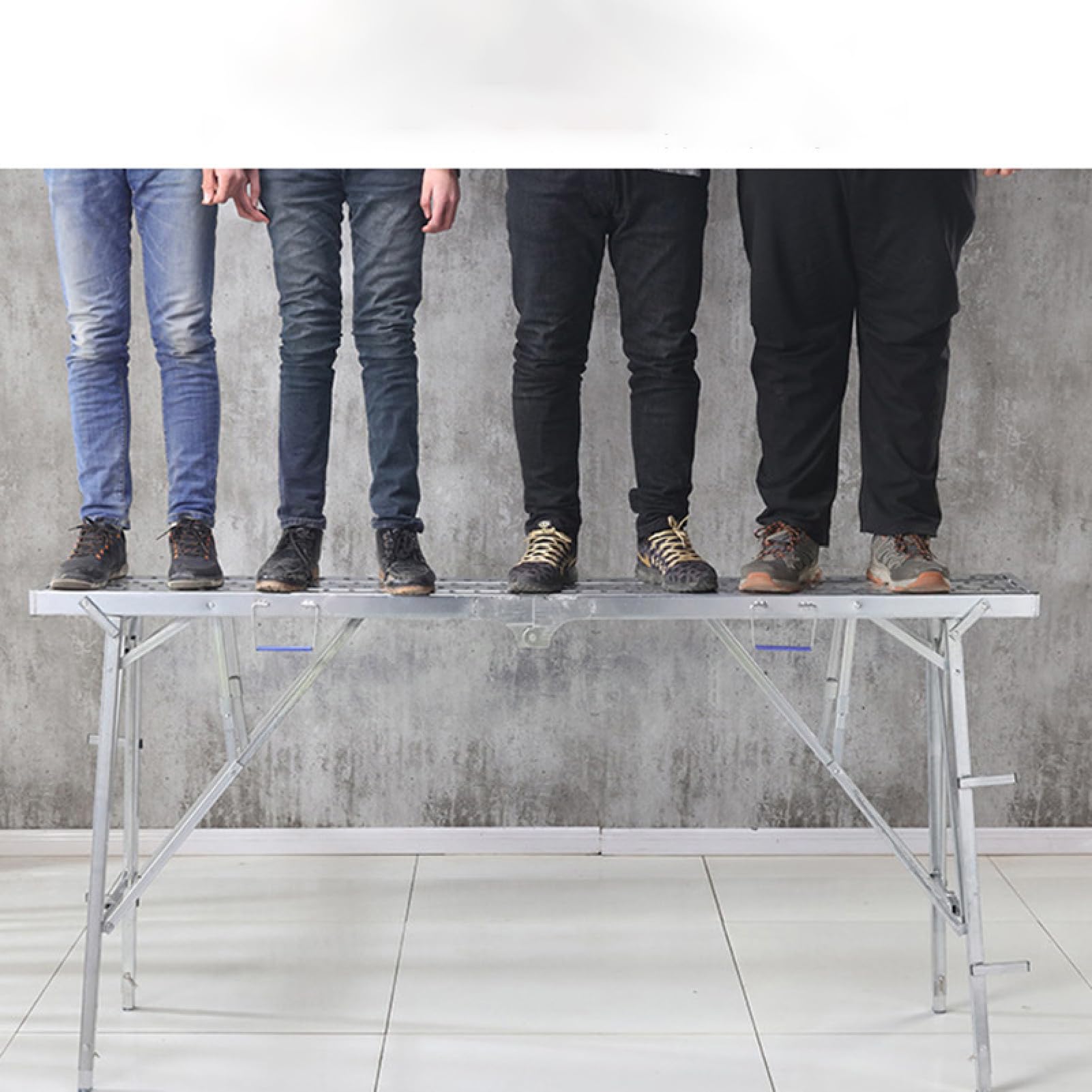 Plataforma Plegable portátil con trampilla, andamio de Acero de Altura Ajustable para Trabajos de Pintura de Paneles de Yeso, Mantenimiento del hogar y mejoras del hogar.