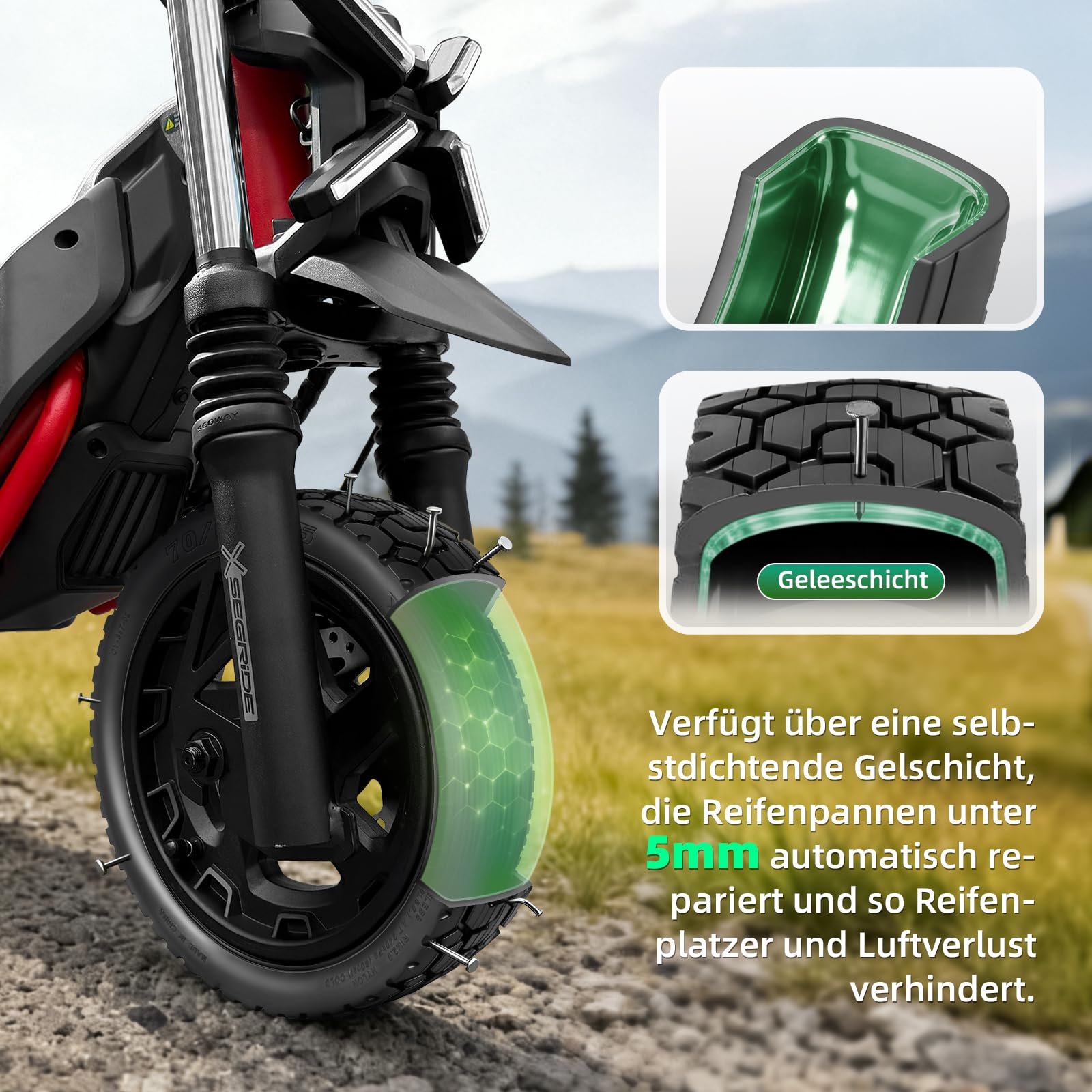 70/60-7,5 Ersatzreifen für Segway Ninebot ZT3 / ZT3 Pro, 11 Zoll Selbstreparierender Schlauchlose Reifen Cross Season Elektroroller Tire mit Kleber (Selbstreparierender-2 Stück)