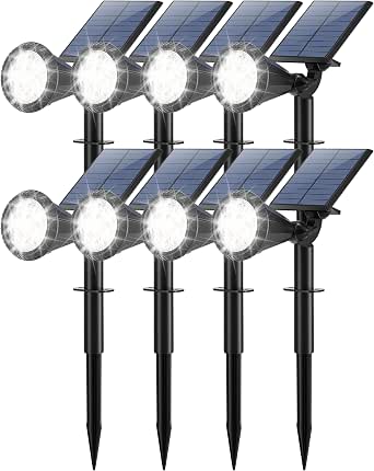 Tadyreal Solar Lights Outdoor Waterproof IP65 180° Adjustable Landscape Spot Lights - 8 Pack, Cool White