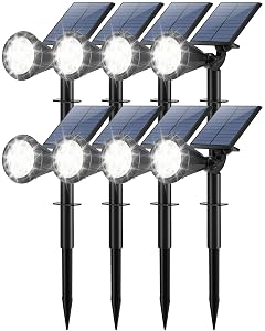 Tadyreal Solar Lights Outdoor Waterproof IP65 180 Adjustable Solar Powered Landscape Spot Lights for Yard 4 Lighting Modes