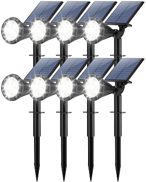 Tadyreal Solar Lights Outdoor Waterproof IP65 180 Adjustable Solar Powered Landscape Spot Lights for Yard 4 Lighting Modes