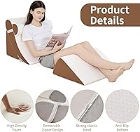 Vista 4 de 4PCS Orthopedic Bed Wedge Pillow Set for Post Surgery&Pain Relief,Adjustable Wedge Pillow for Back,Acid Reflux,Sitting up in Dark Brown