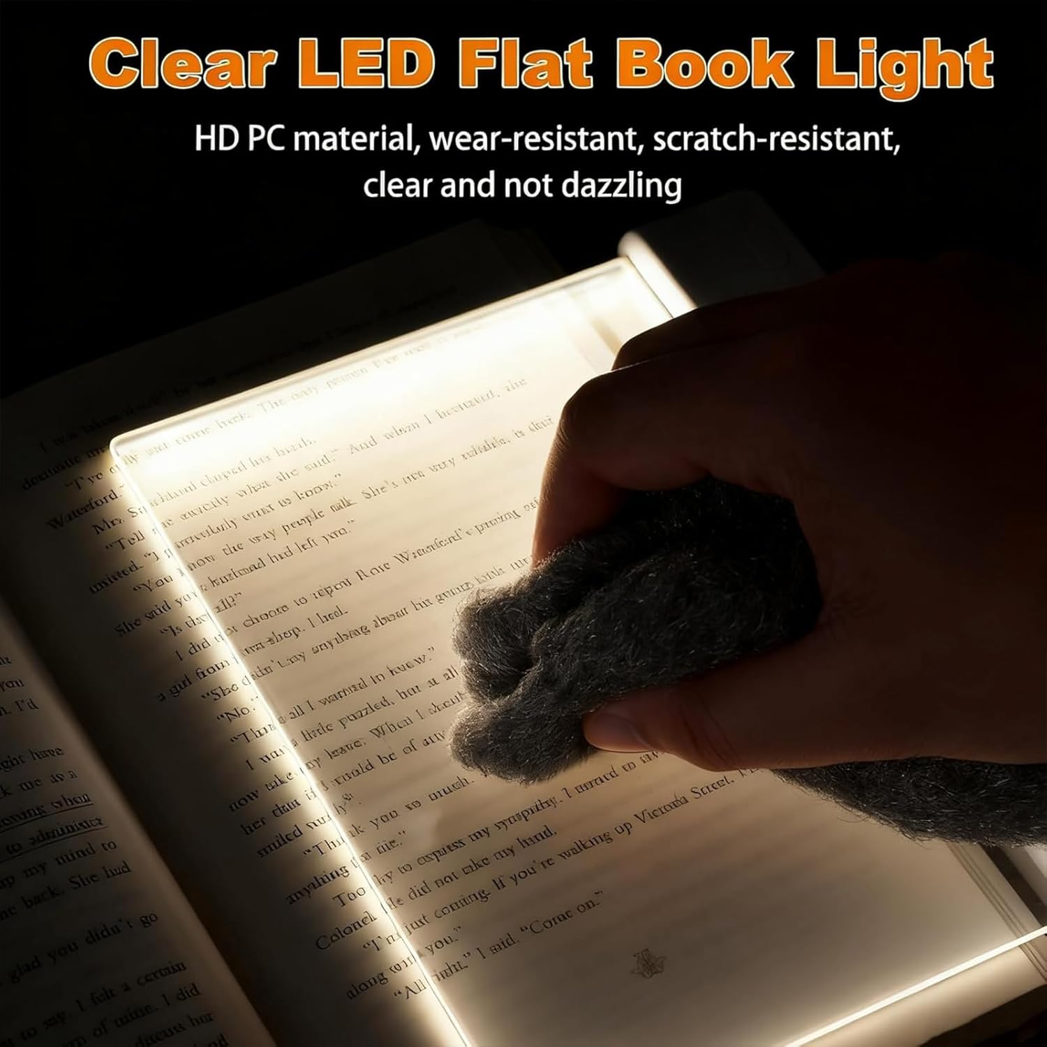 Smart LED Reading Light for Book Flat, 3 Colors & Timer Rechargeable Clear LED Flat Reading Light for Reading in Bed, Full Page Light Illuminator Panel Plate Lamp (White+Black)