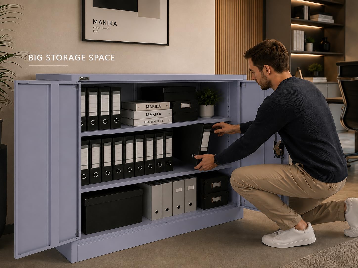 Armoire de bureau multifonction verrouillable 40 x 90 x 90 cm - Armoire de rangement en acier avec 2 portes - Étagère réglable en hauteur - Anthracite