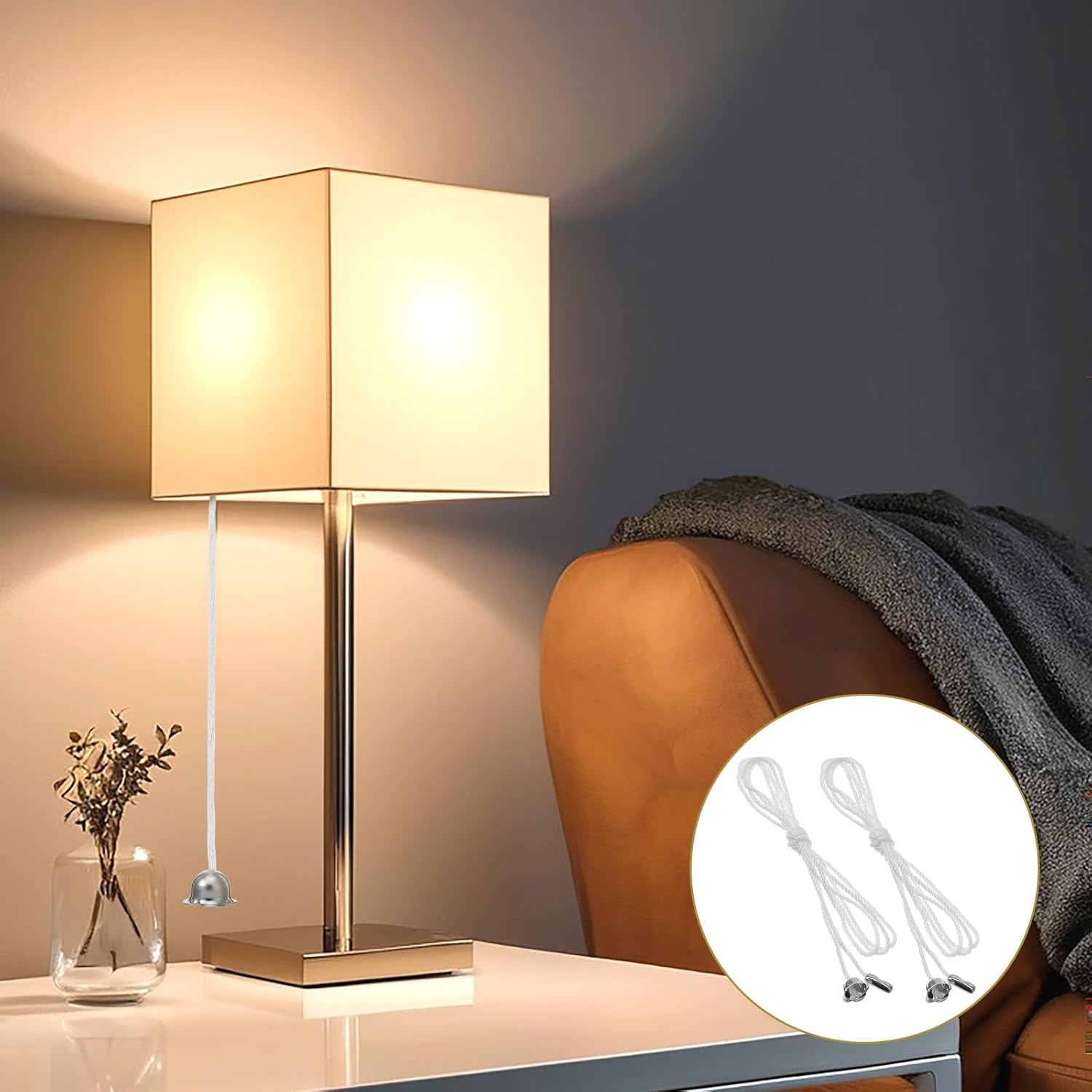 10Pcs Pull Cord for Ceiling Switch, Ceiling Fan Pull Cord Extender, Lights Pulls Chain Extension with Connector for Ceilings Switch, Fan & Light Fixture Light Bulb - Image 6