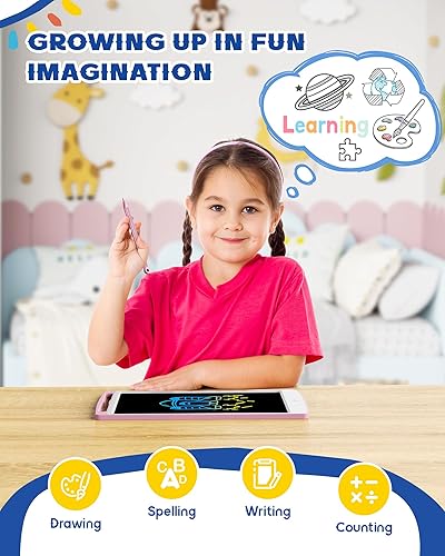 Miniatura 3 de bravokids Tableta de escritura LCD para niños, 10 pulgadas, colorida tabla de dibujo borrable para niños, juguetes educativos de viaje para niñas de