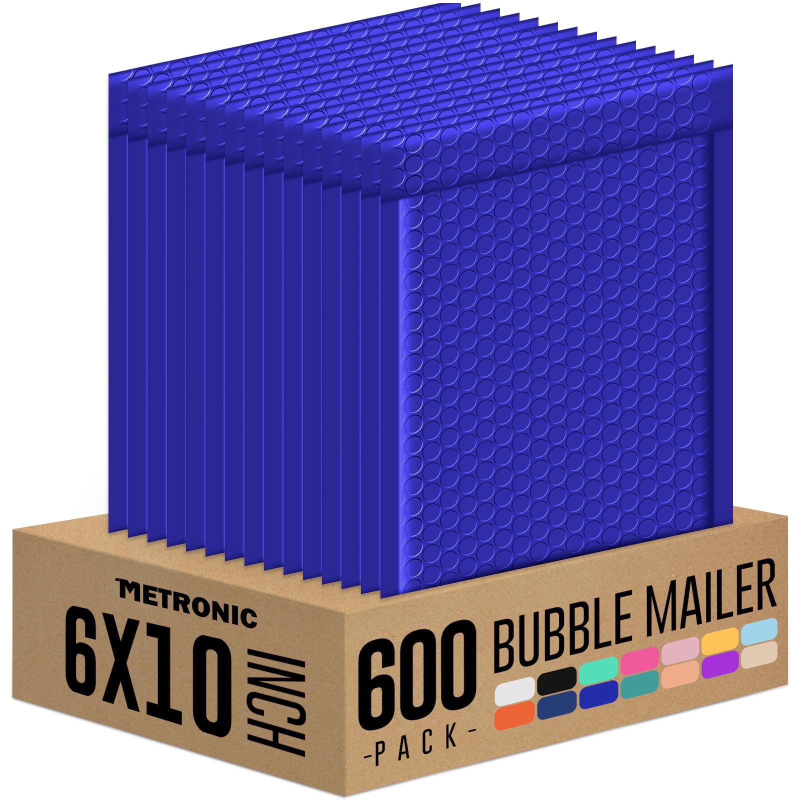 Metronic Blue Bubble Mailers 6x10 600 Pack Self-Seal Padded Envelopes Bulk