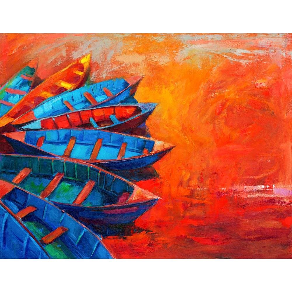 Pitaara Box Boats & Jetty D10 Unframed Canvas Painting for Bedroom