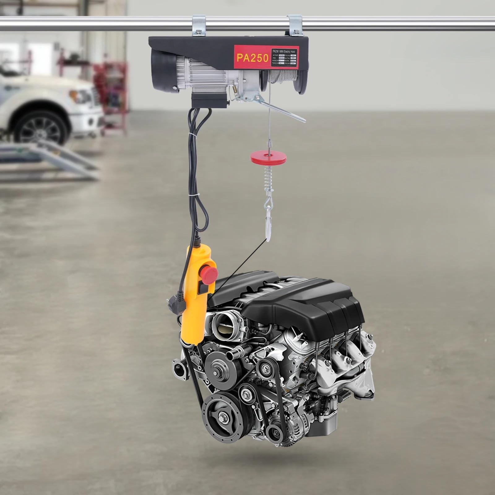 Elektrische Seilwinde Mit Kabelfernbedienung 550W 220V 250kg Last 18m Drahtseil für Garage Lager Fabrikbau Li Seilhebezug