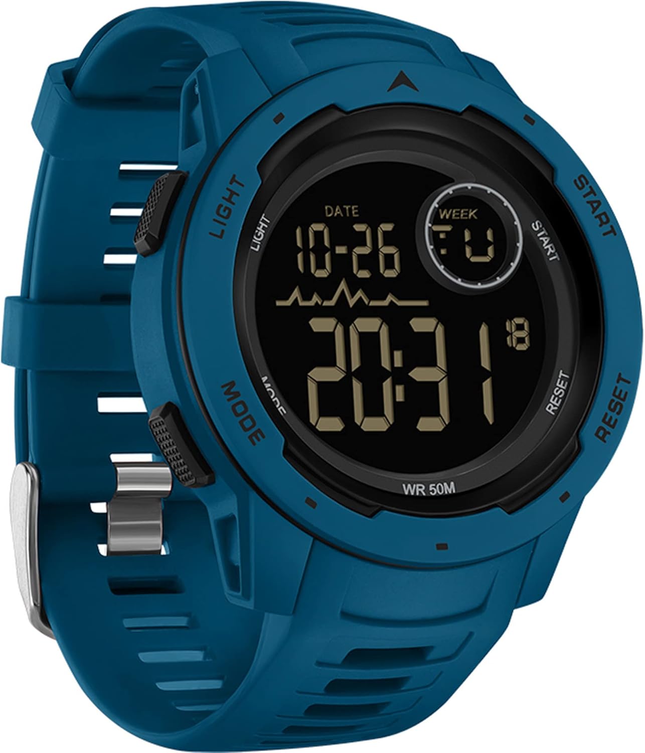 findtime Red Mens Digital Sports Watch for Women, Reloj para Hombre Tactical Military 5ATM Waterproof Watches for Men with LED Back Ligh/Alarm/Date/12/24H Stopwatch Outdoor Unisex