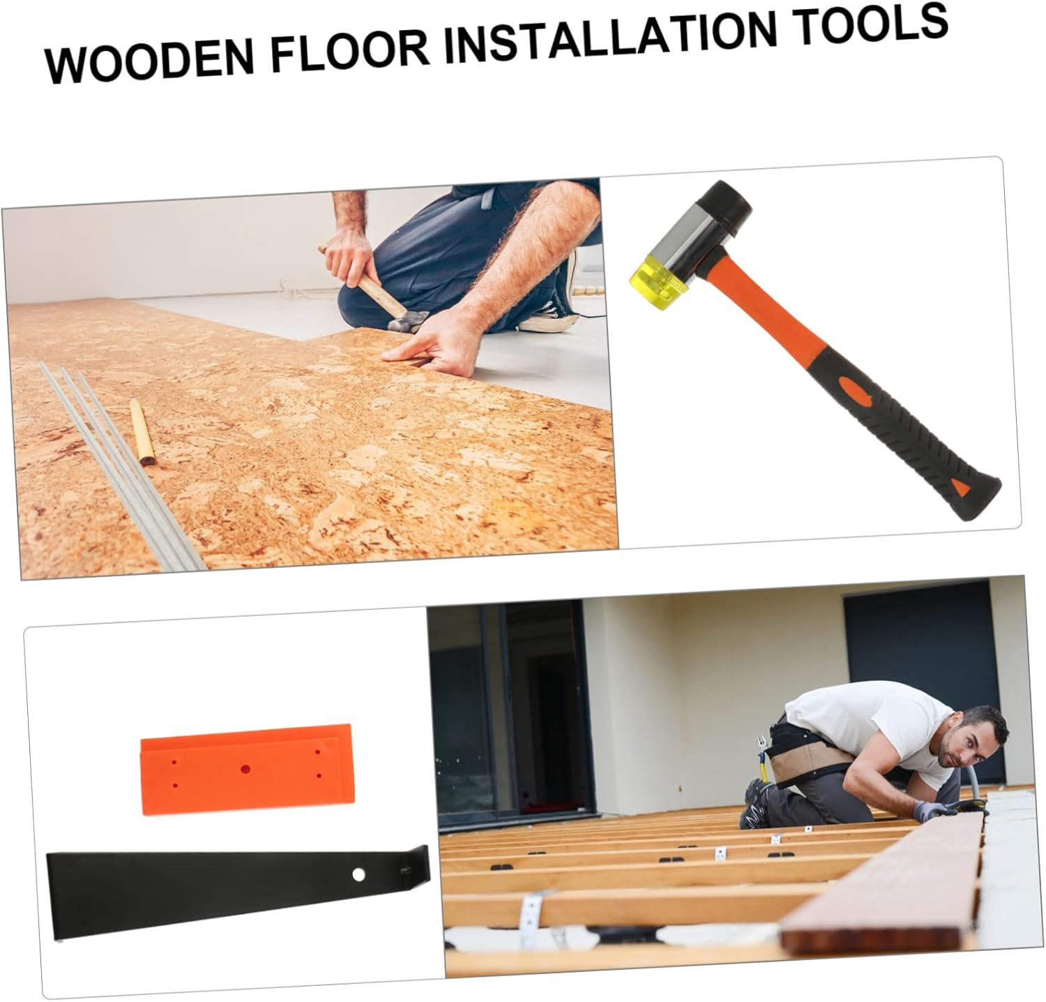 1set Wood Flooring Tool Kit Spacers Handle Mallet Tapping Block and Pull Bar for Easy Installation of Solid Wood and