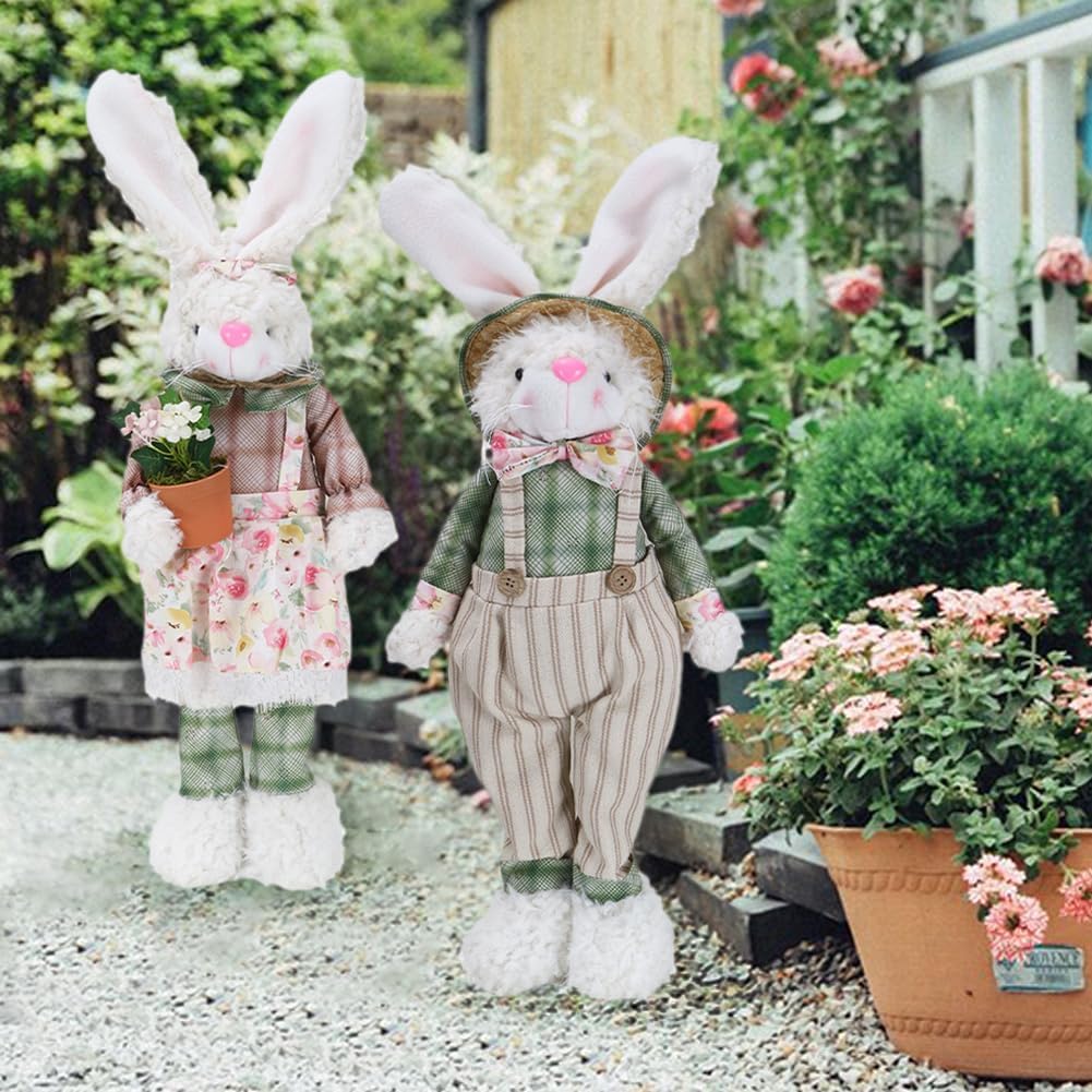 LYFJMUS 2 Pack 30 in Easter Bunny Decorations Large Rabbit Outdoor Decorations Standing Easter Rabbit Decor Statue Spring Home Decor Bunny for Home Table Office Kitchen Farmhouse