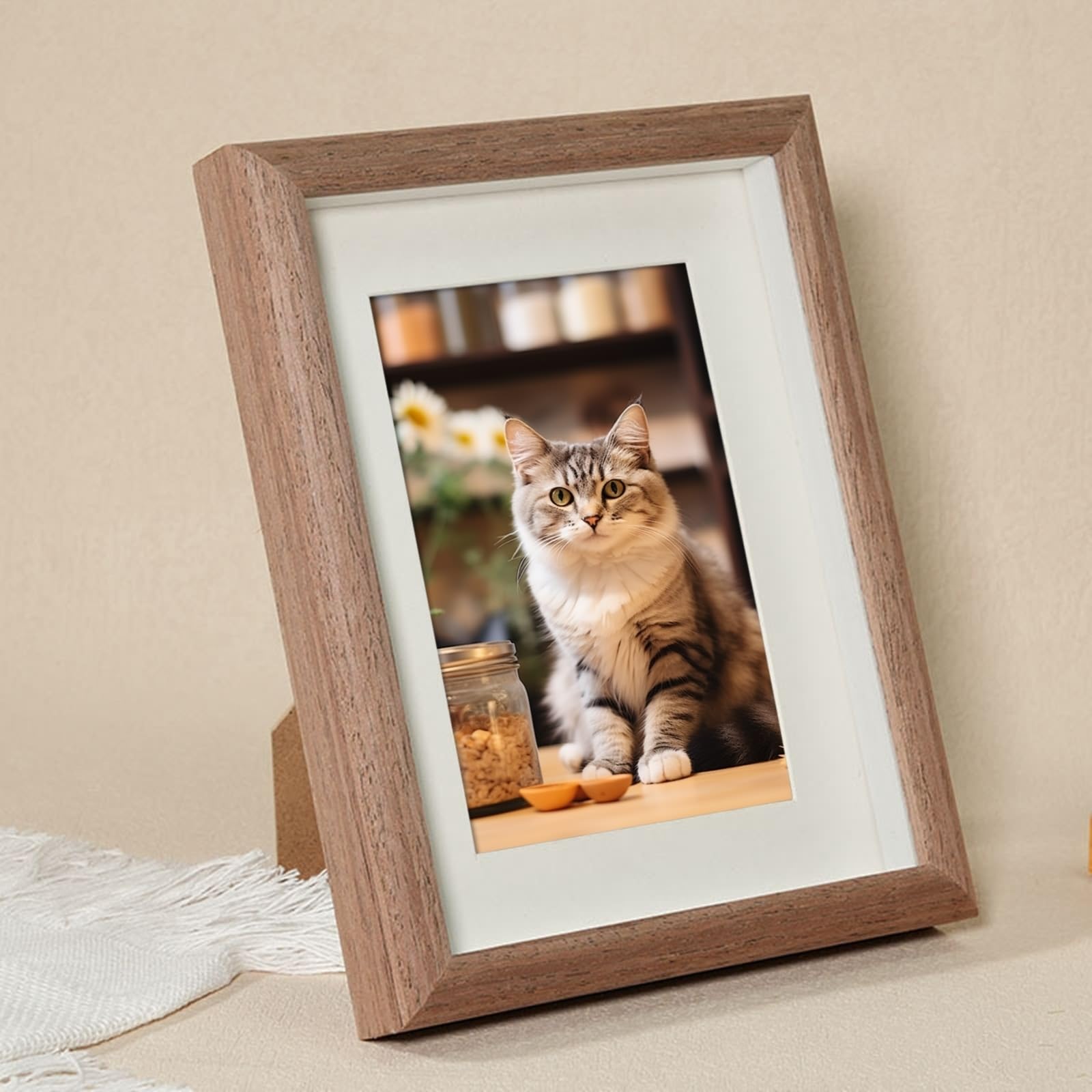 Fotorahmen MDF & Glas, Rechteck Walnuss Bilderrahmen 15.24X20.32cm Wand & Tisch Picture Frame für Fotos, Bilder, Poster Horizontal & Vertikal Anzeige