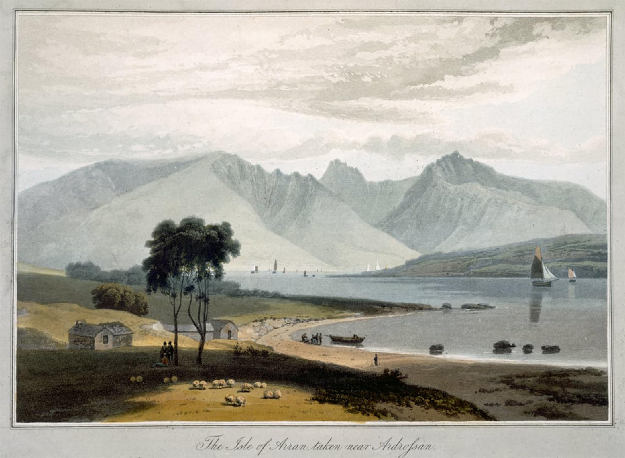 POSTERIIk Vintage Art Print Images Pictures Print Isle of Arran Seen From Ardrossan by William Daniell Modern Colour Posters for Office Home Decor 60x90cm