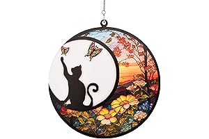 Enchanting Stained Glass Cat: A Lunar Charm for Your Home