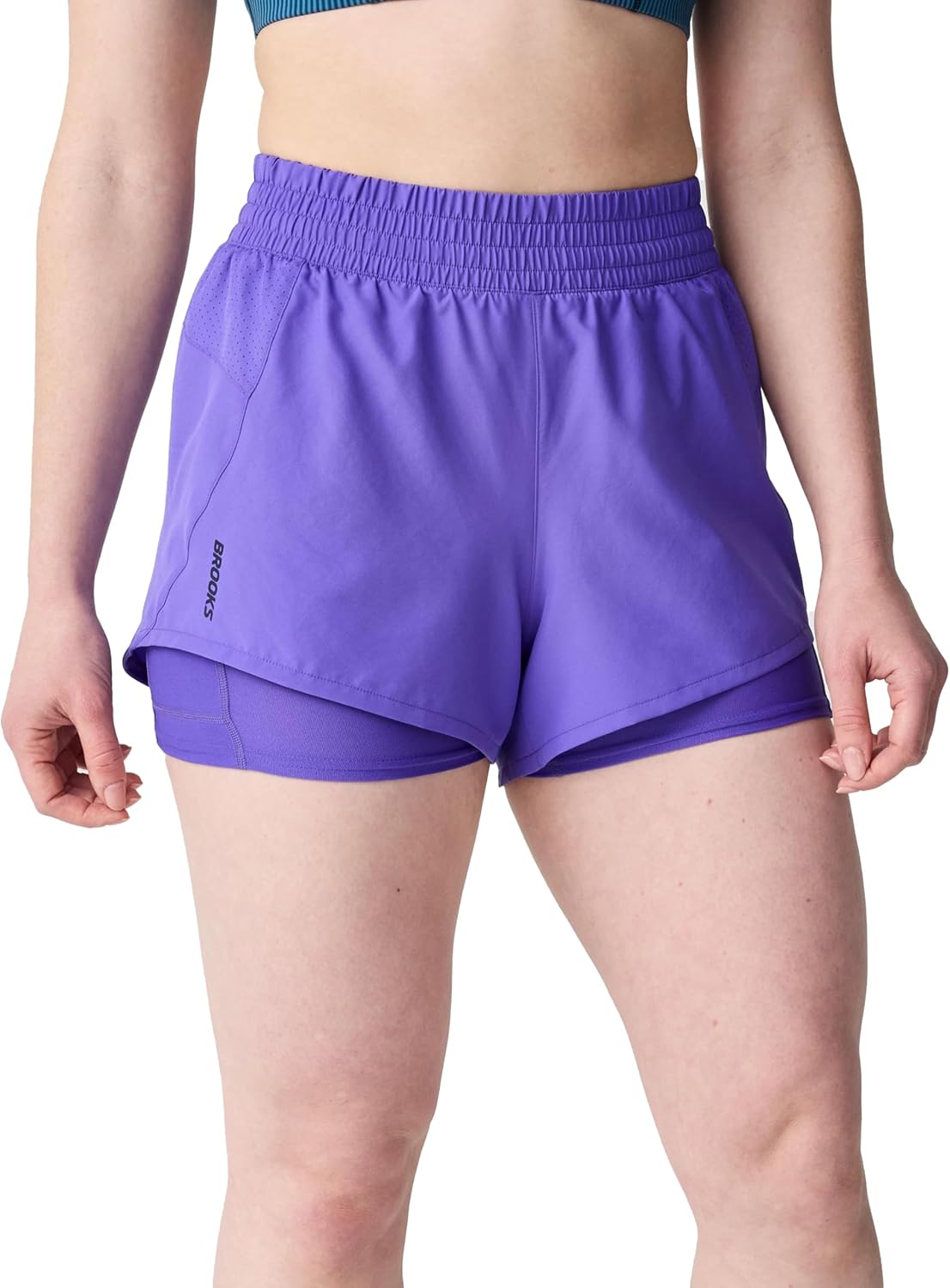 Brooks Women’s Dash 2-in-1 Short, Breathable, High-Rise Semi-Fitted Workout & Running Shorts with Compressive Liner & Pockets