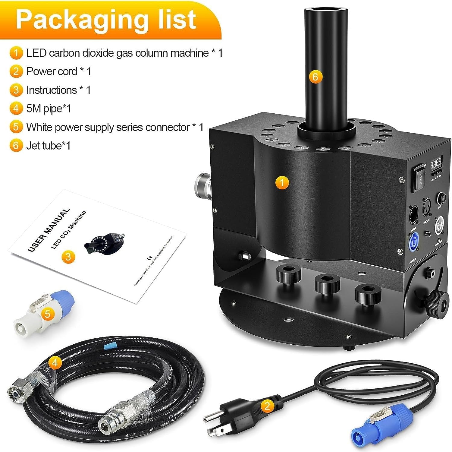 Máquina de niebla de chorro de CO2, máquina de niebla de CO2 de escenario, máquina de niebla de columna de gas multiángulo RGB de 18 LED, máquina de efecto de escenario de humo de máquina de chorro