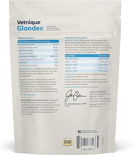 Miniatura 27 de Glandex - Premios masticables suaves con calabaza para tratar las glándulas anales de perros, 120 masticables con enzimas digestivas, suplemento