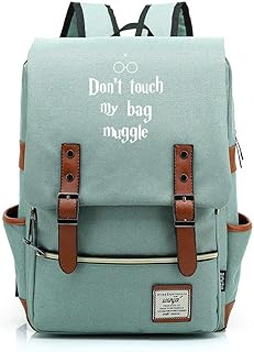 Hogwarts College zaino, non toccare la mia borsa,muggle,harry P Laptop Rucksack,casual Fashionable School Bag Medio Verde chiaro