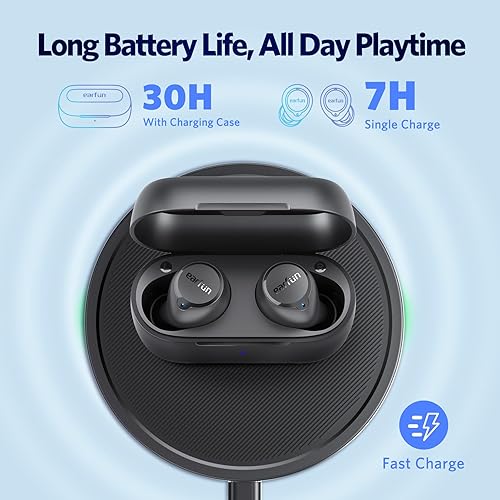 Miniatura 6 de EarFun Auriculares inalámbricos 2S gratis, versión mejorada Auriculares Bluetooth con graves profundos, 4 micrófonos para llamadas claras,