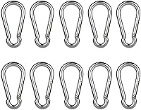 CAIDMOS 10-Pack 2.36" 304 Stainless Steel Locking Carabiners - 270lb Spring Clips for Camping, Hiking, Plant Hanging