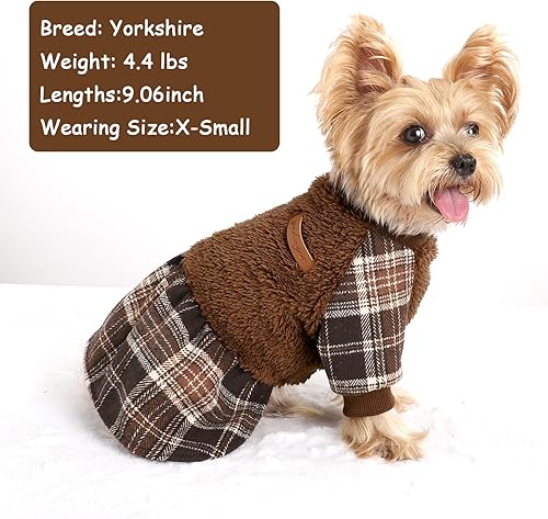 Miniatura 35 de Vestido suéter para perros pequeños, suéter para perros pequeños, ropa para cachorros, vestido de princesa a cuadros, ropa de ropa para festivales