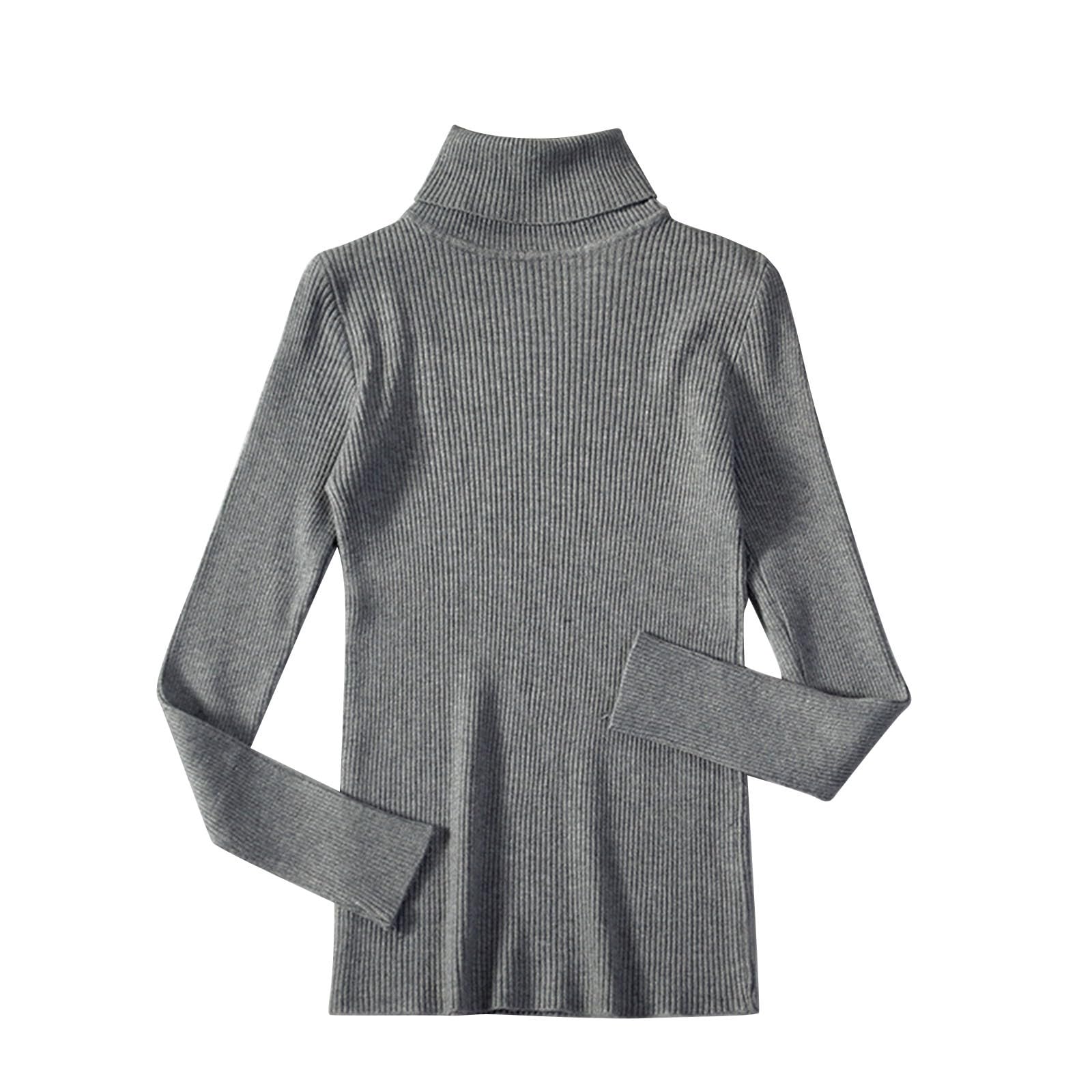 Womens Knit Turtleneck Sweater Fall Fashion Long Sleeve Outfits Solid Color Basic Tops Pullover Casual Sweater