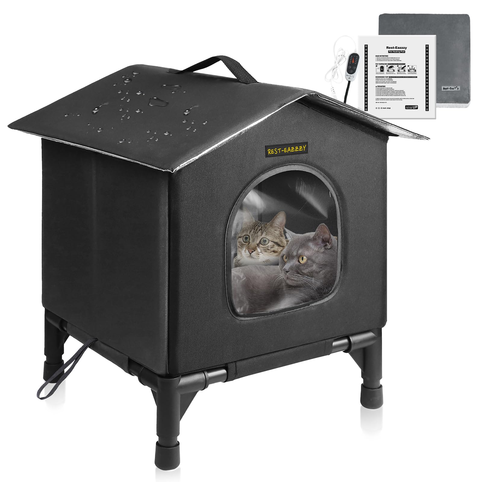 Rest-Eazzzy Heated Cat House Grey-Heat