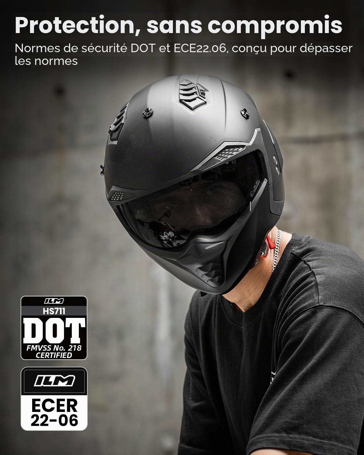 ILM Casque Moto Homme Femme Homologué ECE22.06 Modulable Jet Vintage Rétro Scooter Trottinette Electrique ATV Adulte avec Visiere HS711