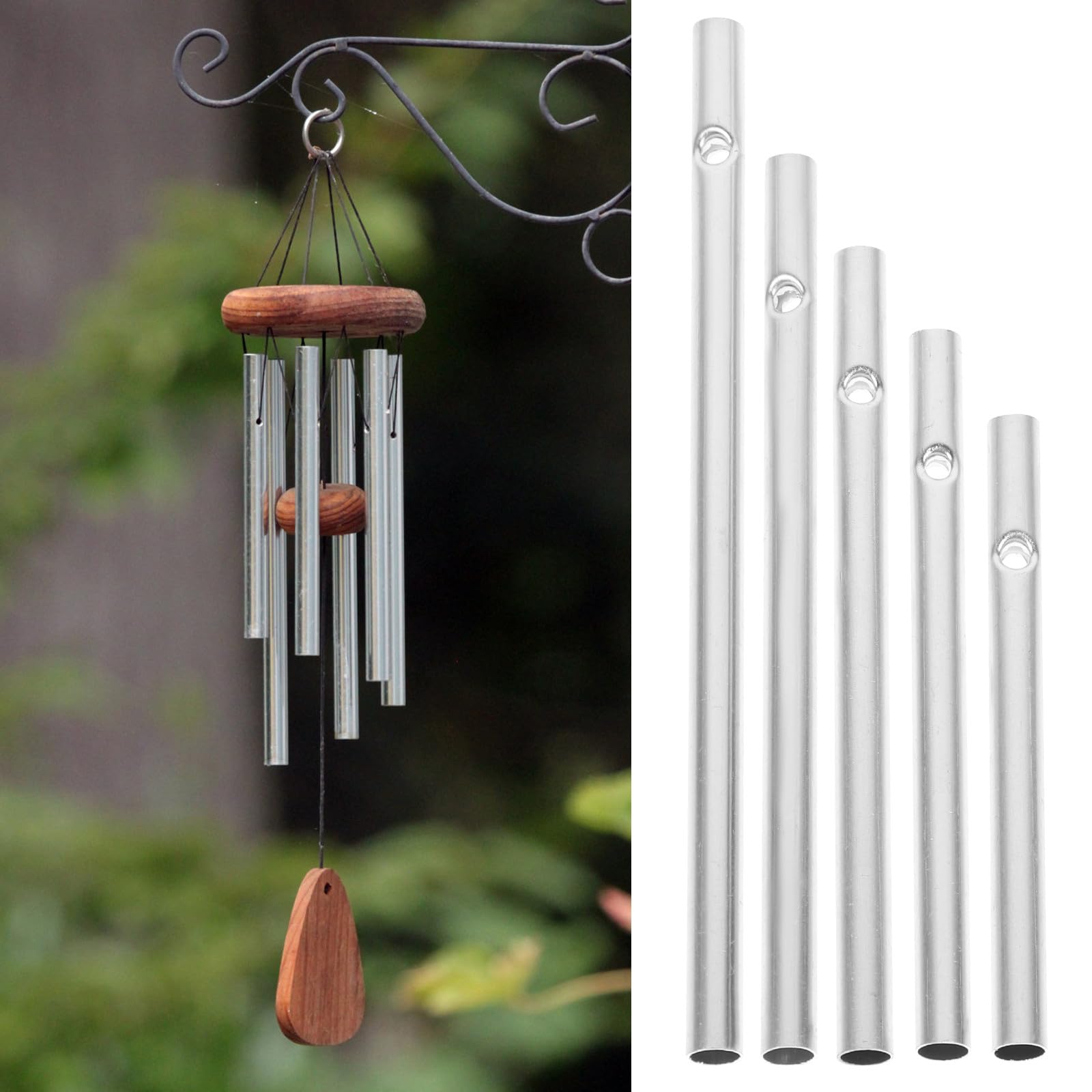 Tubi per Campanelli Eolici in Alluminio Argento 60 Pezzi Tubo Cavo di 6 Mm Facile da Appendere per Decorare Qualsiasi Luogo e Porta Posteriore