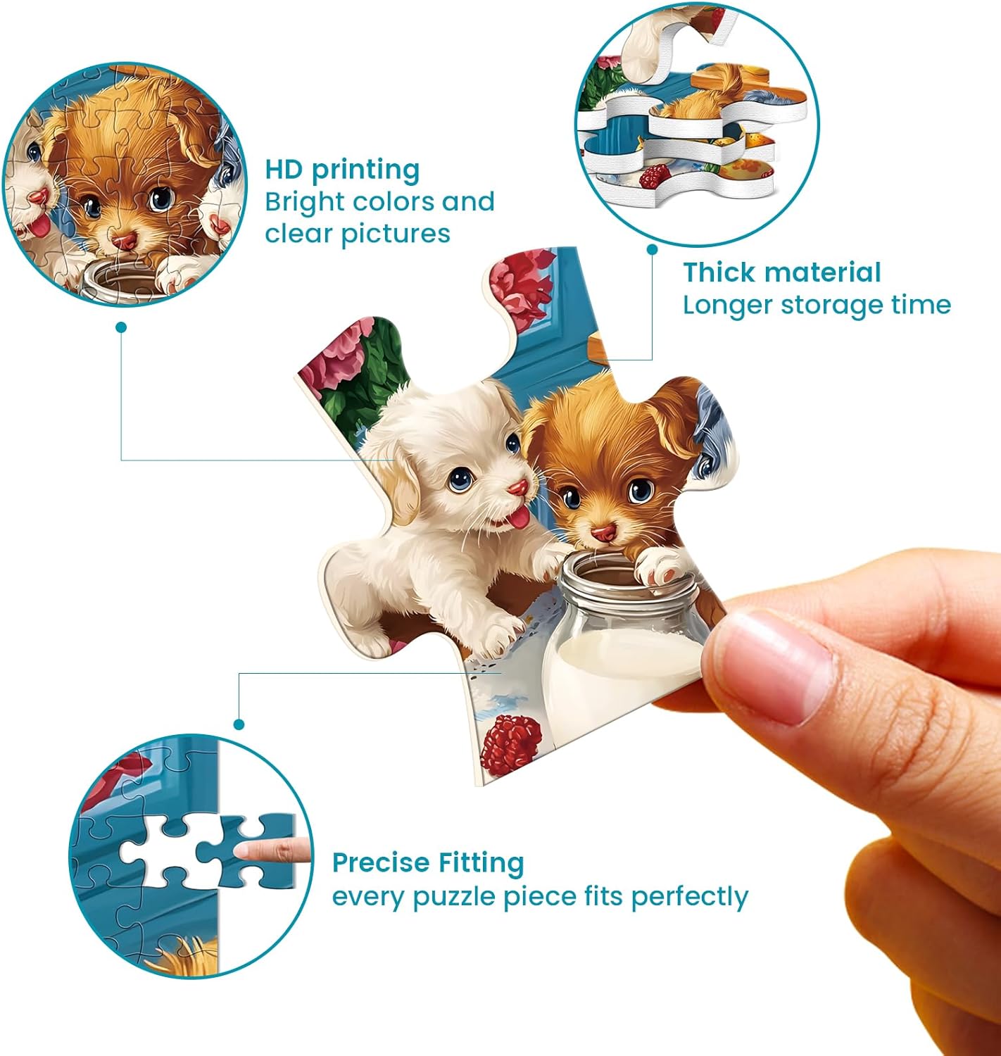 2 Pack 300 Piece Puzzle for Adults,Cute Dogs Cats Jigsaw Puzzle for Adults Teens,Large Piece Puzzle for Kids Ages 8-10 10-12,Glossy & Sturdy Pieces,Challenging Family Game Great Gift Idea,20.5x15 in