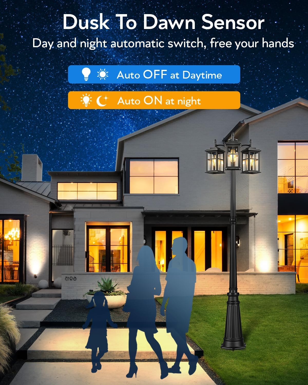 Black Outdoor Pendant Lights for Porch & Dusk to Dawn Outdoor Lamp Post Light