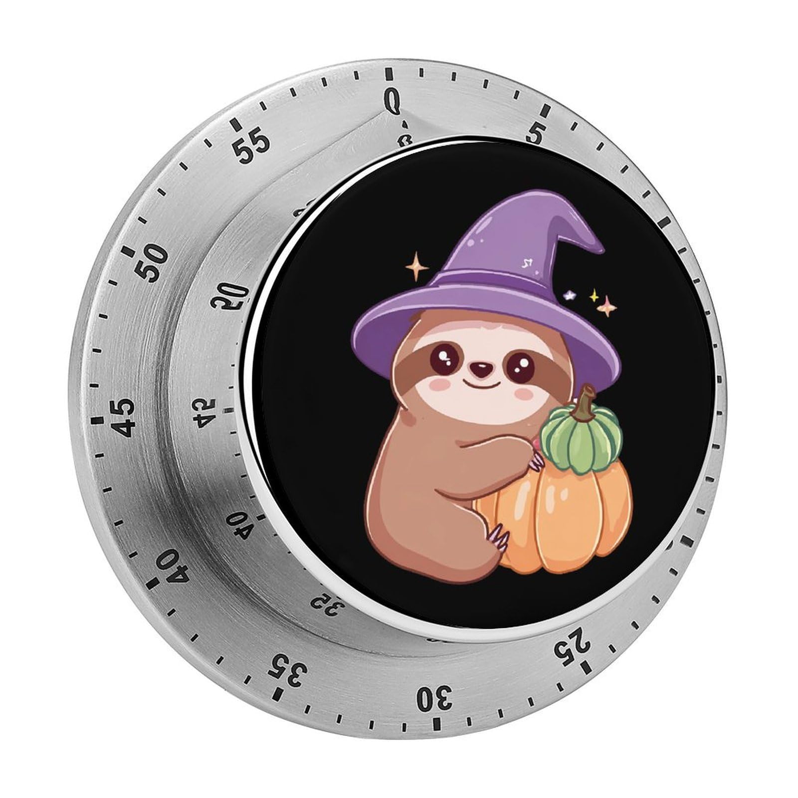 Sloth Witch Pumpkins Mechanical Timer with Alarm for Kitchen Cooking Productivity Stainless Steel Timers