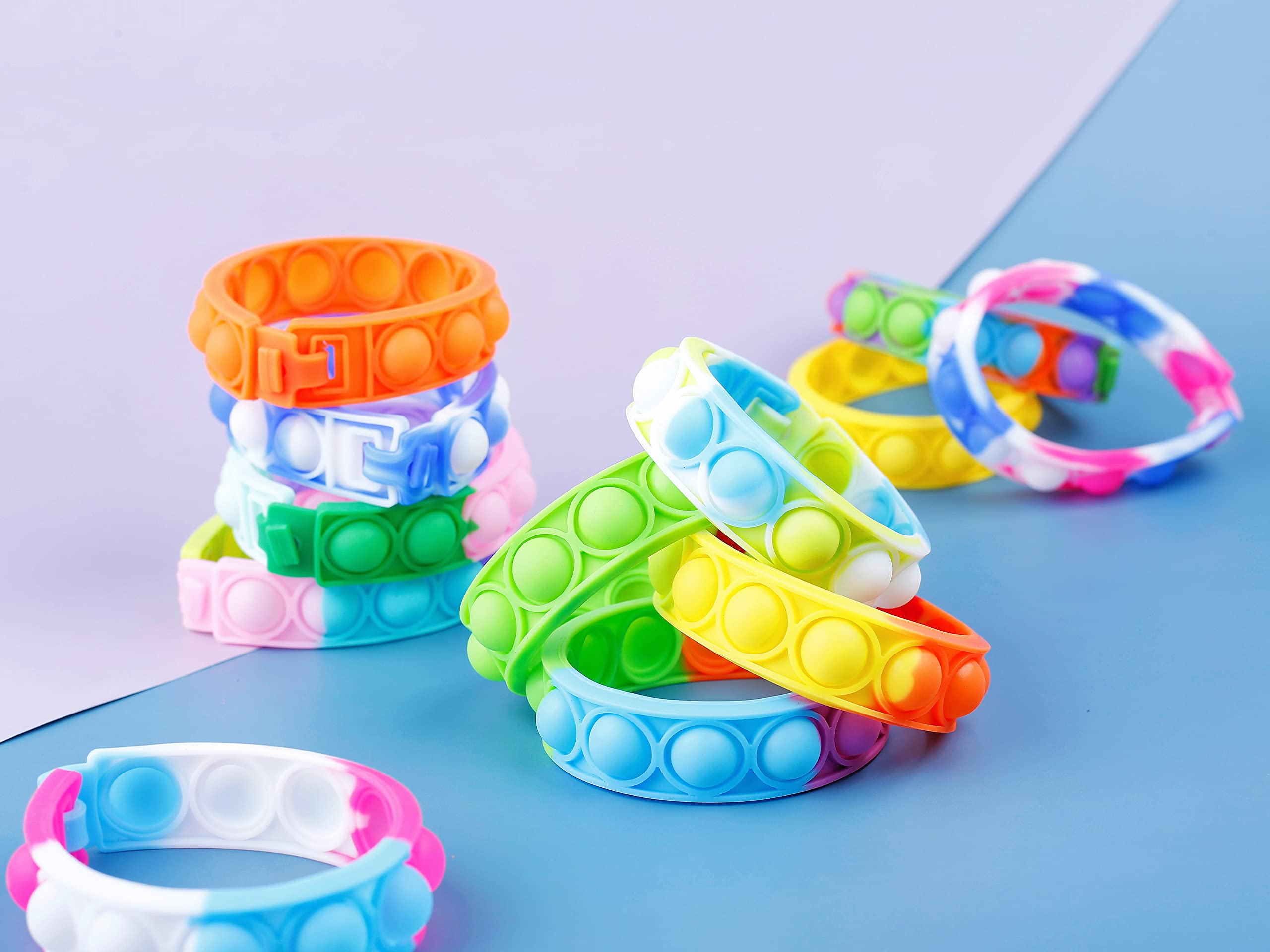 Lot De 10 Bracelets Pop It Réglables – Anti-stress Silicone Multicolore, Jouet Sensoriel à Bulles Pour Enfants Et Adultes, Cadeau Anniversaire Ou Halloween