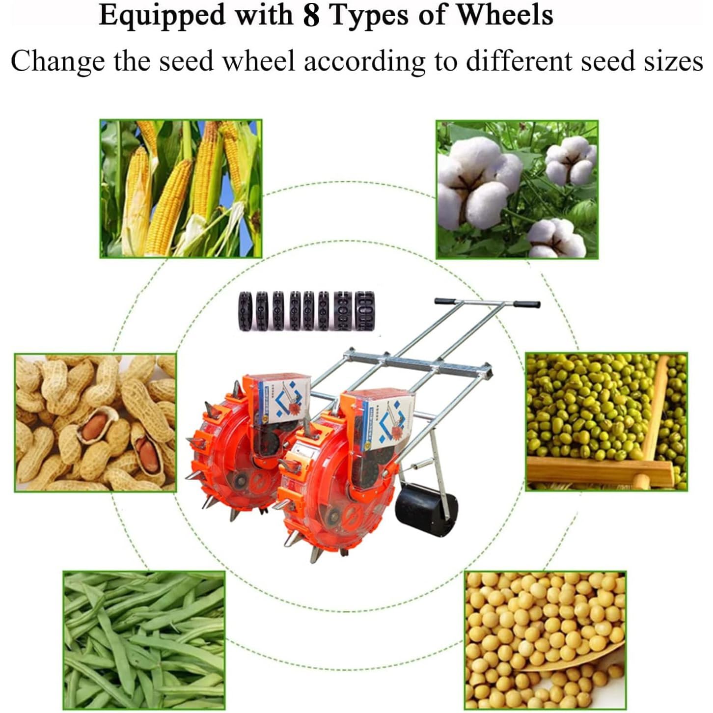 Garden Seeder - Manueller Präzisionssaatpflanzer, zweireihiger Streuer für Gemüsesamen, einstellbare Tiefe für effizientes Pflanzen