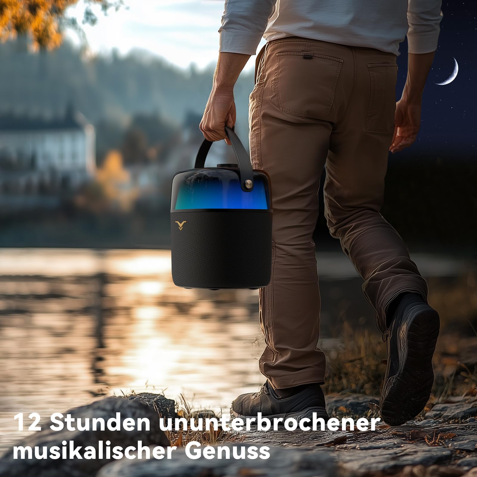 Karaoke Anlage mit 2 Mikrofonen, 80W Karaoke Maschine mit LED Licht | Home Karaoke System, Tragbar Partybox, USB & AUX Anschluss, für Zuhause und Outdoor