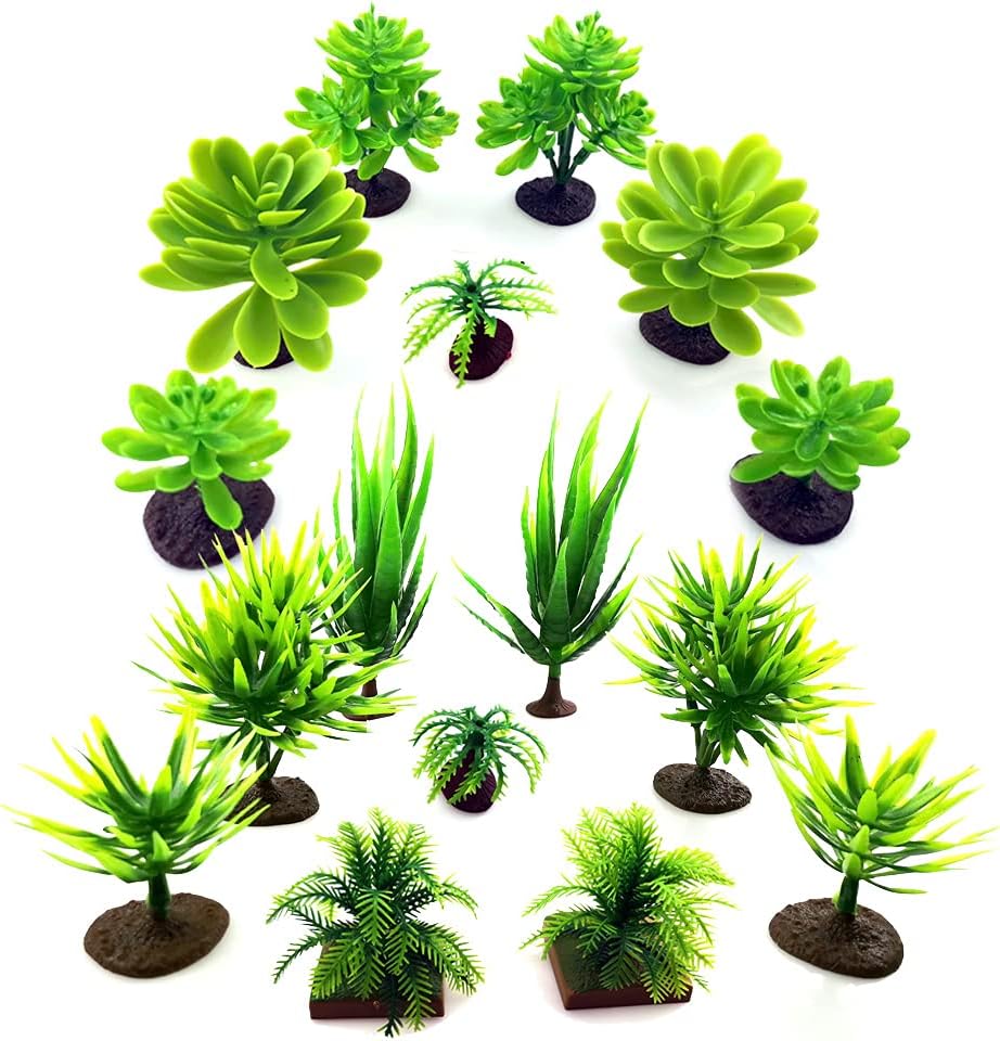 Saktopdeco 16 PCS Miniature Trees Plastic Diorama Trees Model Scenery Tree Cake Topper for Crafts DIY Landscape Dollhouse Train Scenery