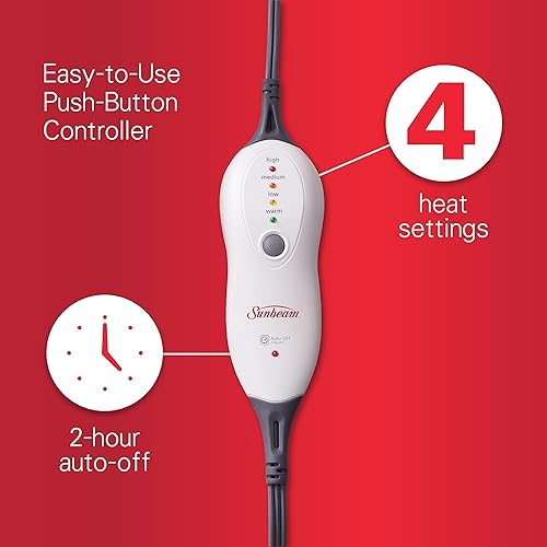 Miniatura 8 de Sunbeam Almohadilla térmica para aliviar el dolor de espalda, cuello, calambres menstruales y hombros con Storange compacto y apagado automático,