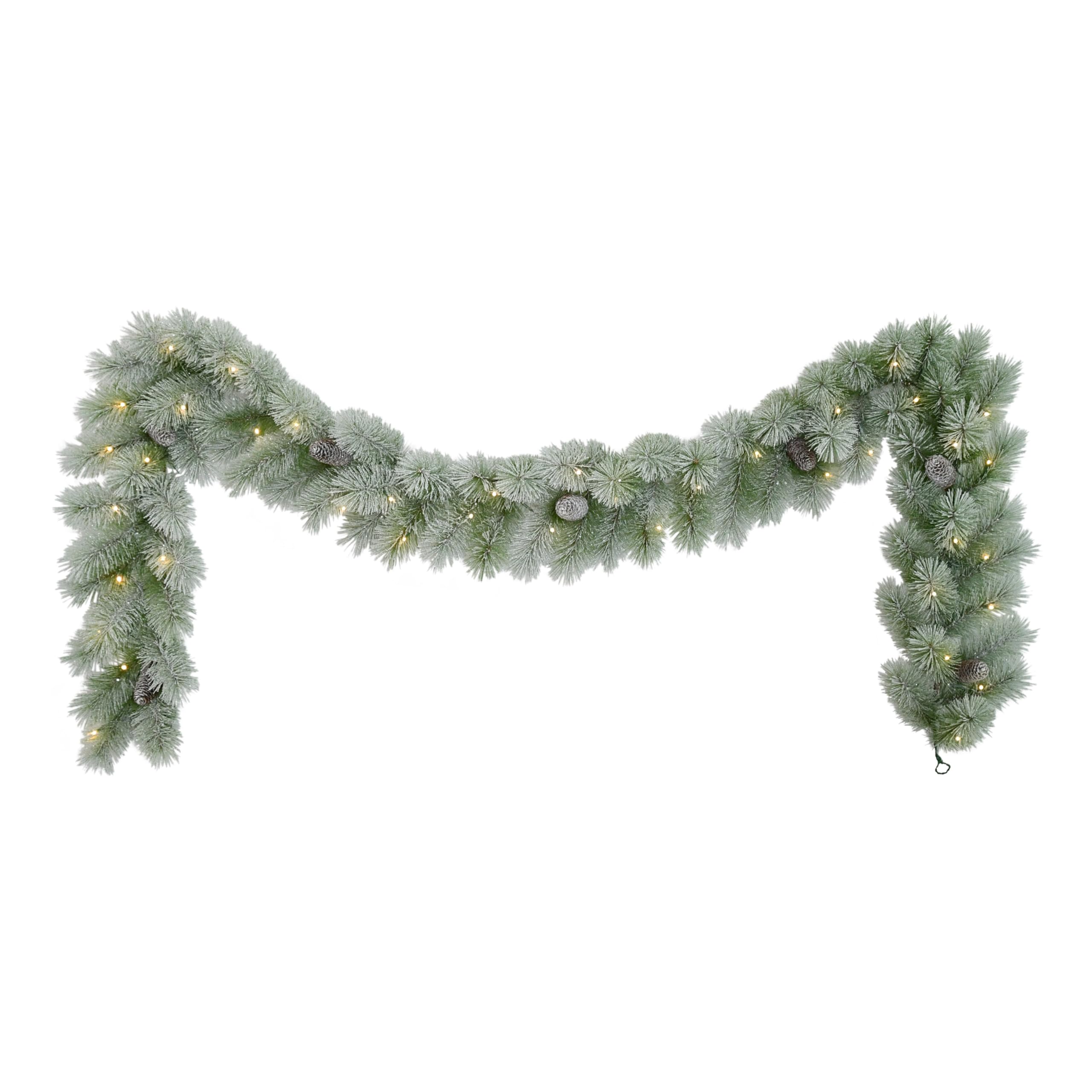 Guirlande floquée pré-éclairée Puleo pour illuminer votre manteau de cheminée