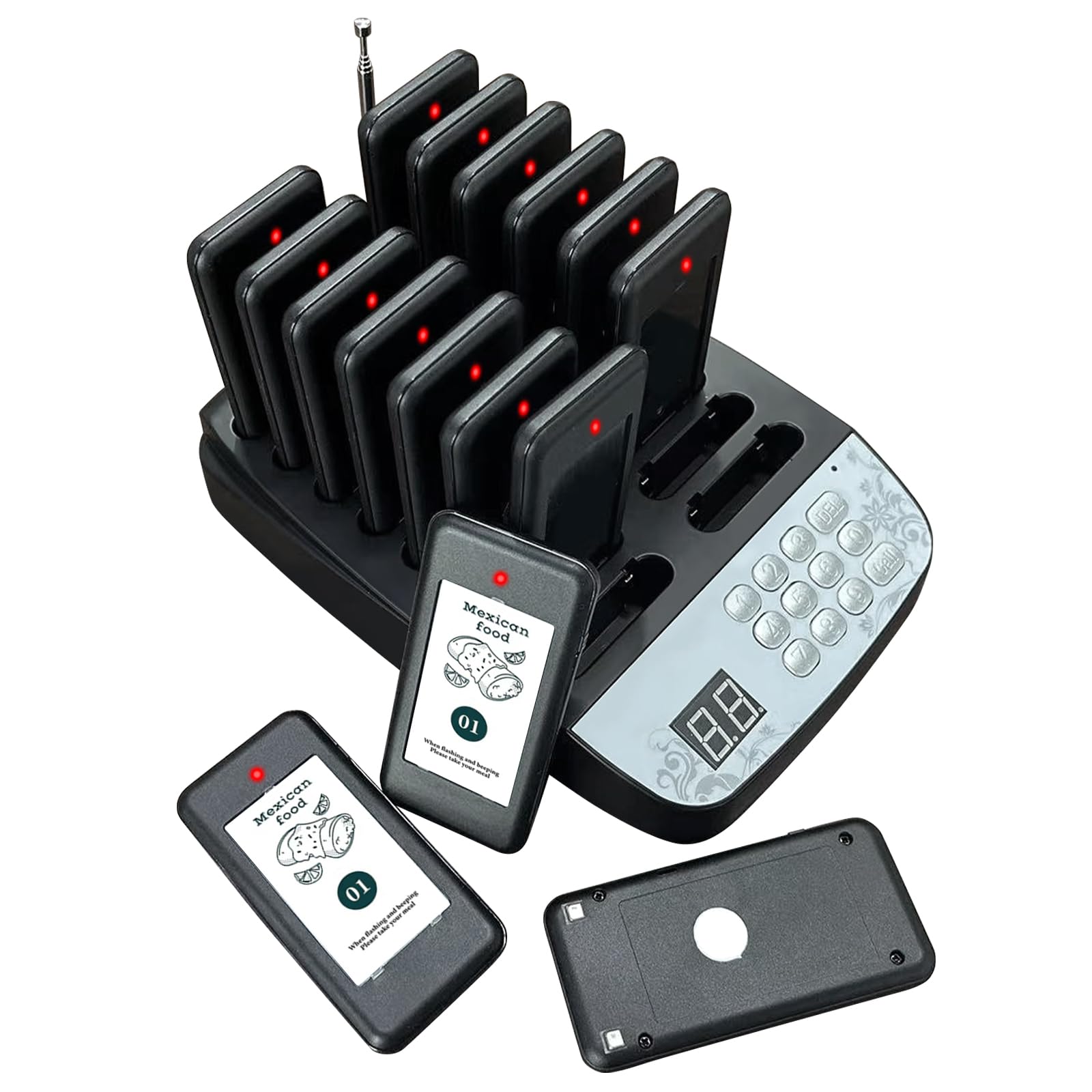 Buzzers for Restaurant, Restaurant Pager System,1640ft Long Range, Lineup Waiting Queue Pagers with Vibration Flash Buzzer Alert,16 Food Buzzers for Restaurants, Food Truck, Church, Bars