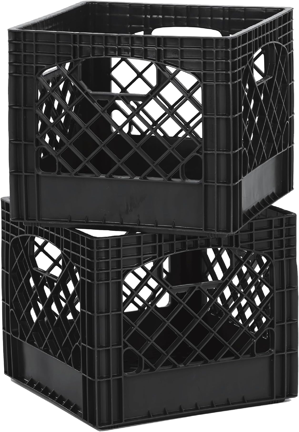 Buddeez Milk Crates for Storage - Storage Crates, Heavy Duty Milk Crates for Storage, Stacking Milk Crate, Locker Organizer, - 16-Quart, Black (2-Pack)