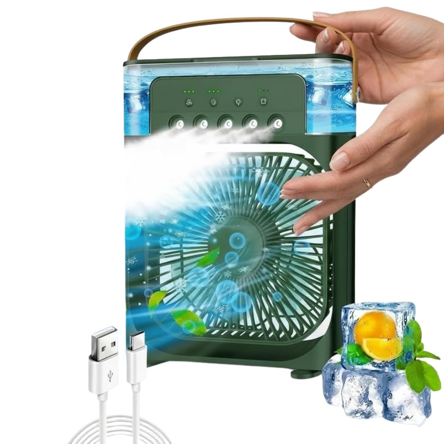 Drumstone TopRated 𝟏𝟓𝐘𝐫 𝐖𝐚𝐫𝐫𝐚𝐧𝐭𝐲 Portable Mini Air Cooler, USB Powered Desk Fan with 3 Speed Modes, Mist Function, 7-Color LED Light and 1/2/3 Hour Timer for Home, Adjustable Airflow discount deal