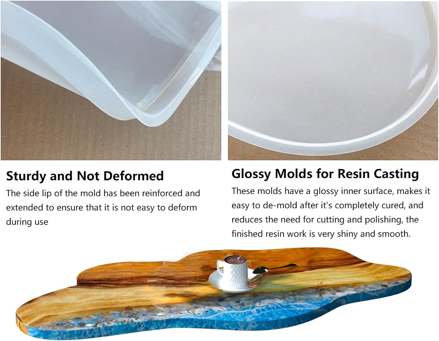 Large Resin Table Mold 24 inch Epoxy River Table Mold, Silicone Resin Tray Molds for River Table, Charcuterie Boards, Coffee Table, Desk Board, Cutting Board
