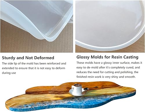 Miniatura 3 de Molde de mesa de resina grande de 24 pulgadas, molde de mesa de río epoxi, moldes de bandeja de resina de silicona para mesa de río, tablas de