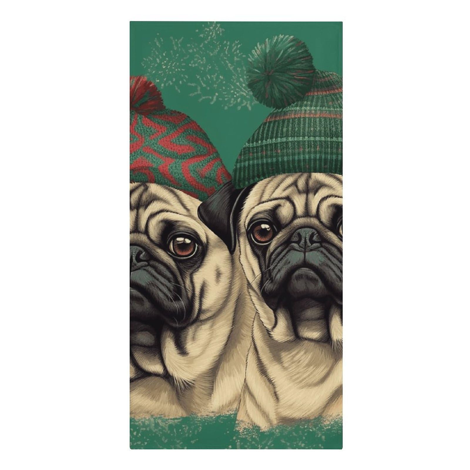 asbwuo Two Pugs Wearing Hats Beach Towels Extra Large Quick Dry Absorbent