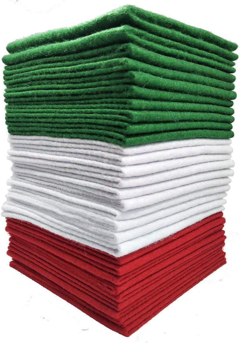 Misscrafts 30pcs Assorted 12 X 12 Inches 1.4mm Soft Felt Squares - Christmas Felt Sheets for Arts & Crafts, DIY Sewing, Patchwork, Wool Blended