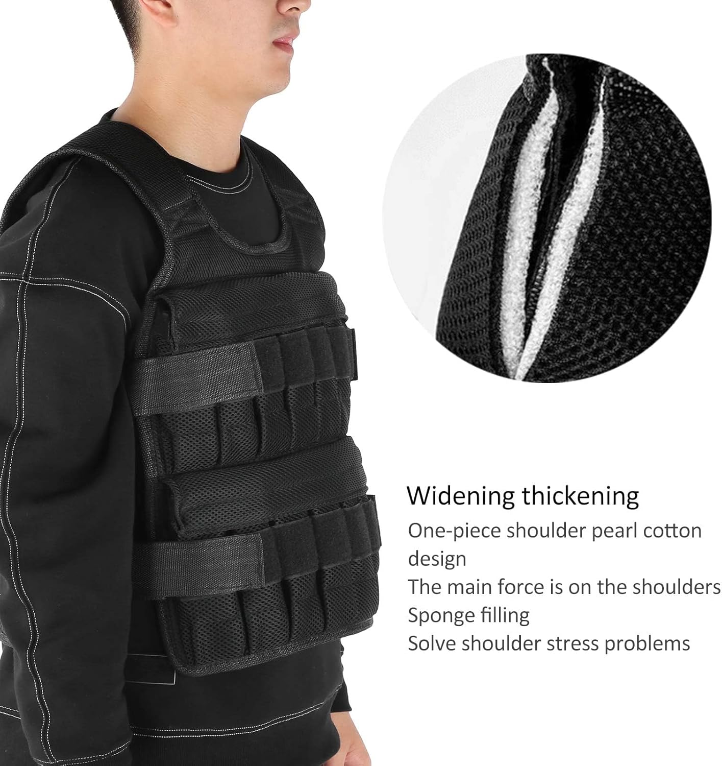 35KG Weighted Vest（Without Weight）, 53x44cm/20.9x17.3in Strength Training Fitness Sandbag Adjustable Sports Running Mesh Vest for Men Women