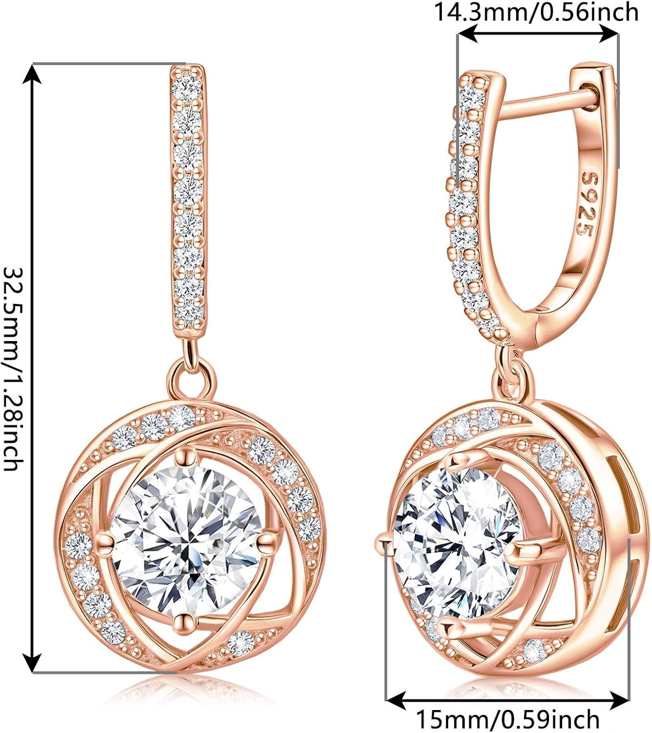 Sterling Silver Dangle Hoop Earrings Charms Hypoallergenic Fashion Jewelry Dainty Birthday Gift - Image 3