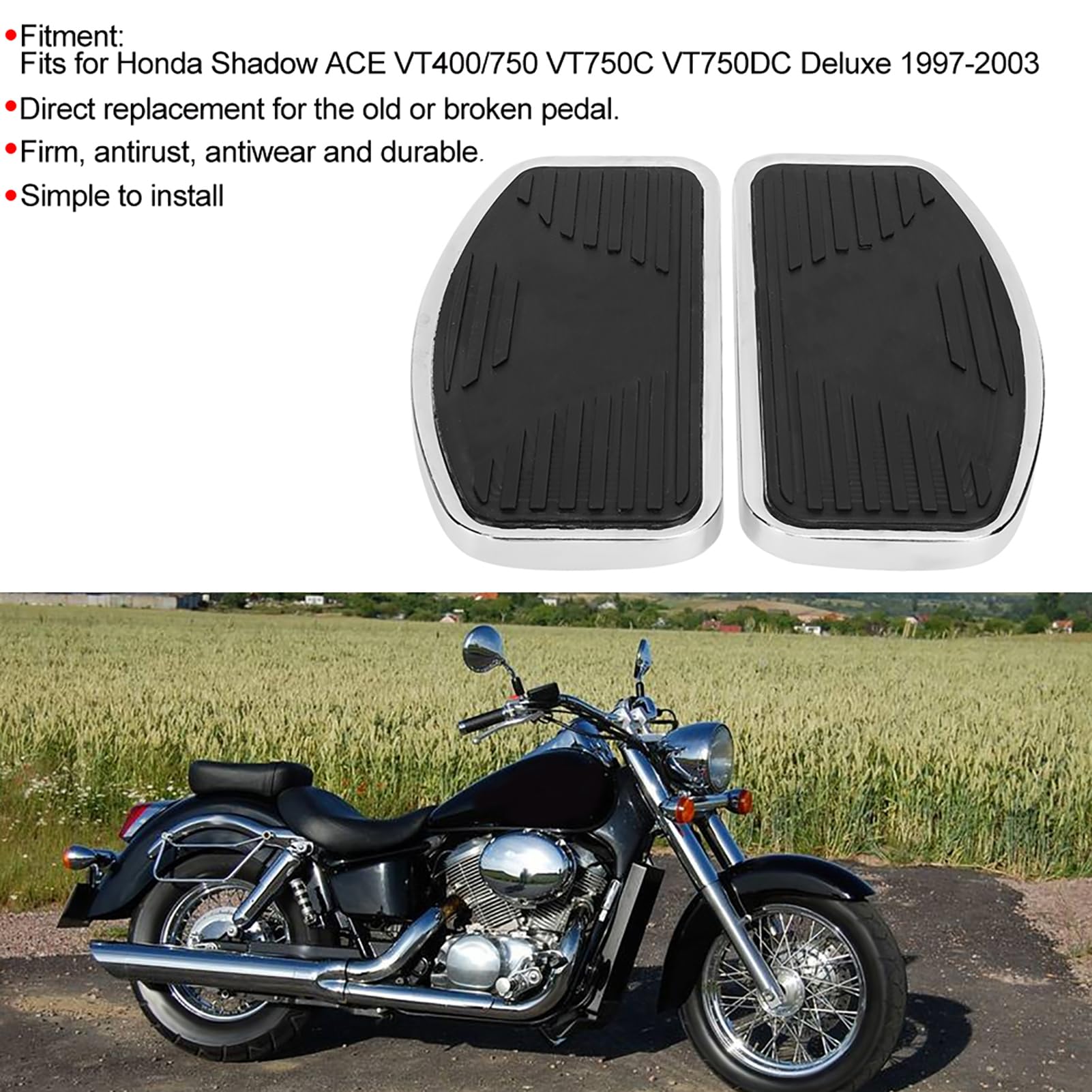 Pedane Moto, Pedana Pedale Moto Poggiapiedi Adatto per Shadow 750 ACE VT400/750 1997 1998 1999 2000 2001 2002 2003 Pedana Anteriore, Pedane Posteriori